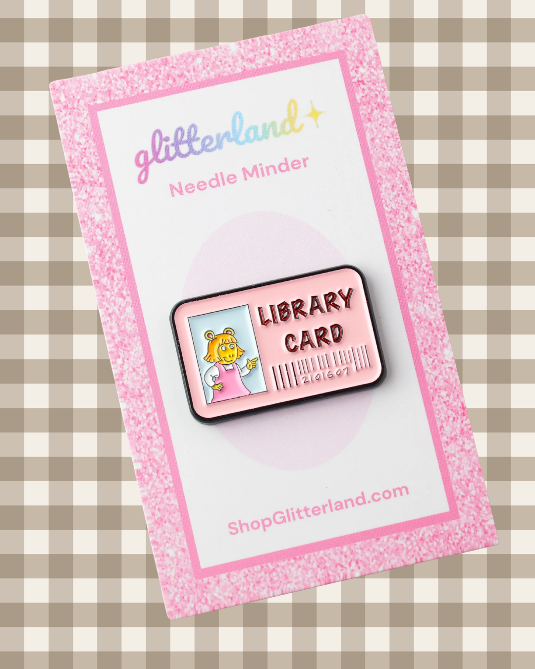 Pink Library Card Needleminder